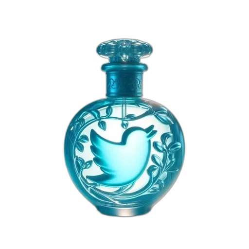 bottle, jewelry, vaporwave, 3d render, blue, elegantly, designed, glass transparent PNG cut-out