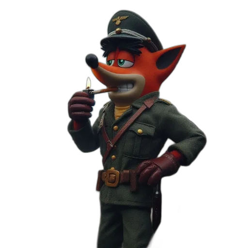 staff, weapon, animal, hat, concept art, 3d render, cartoon, fox-like transparent PNG cut-out
