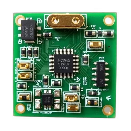 close-up, image, green, circuit, board, various, electronic, components transparent PNG cut-out