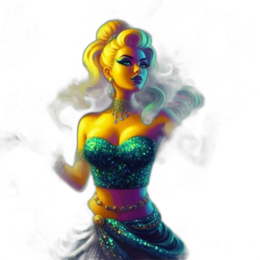 dress, fantasy art, concept art, comic book art, pixel art, neon lights, fire, underwater transparent PNG cut-out