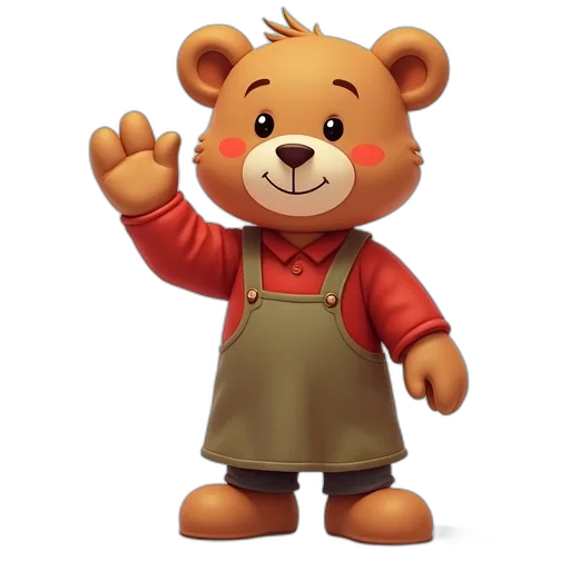 staff, animal, 3d render, concept art, photorealistic, cartoon, teddy, bear transparent PNG cut-out