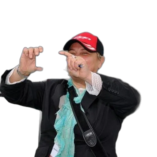hat, staff, jacket, weapon, woman, red, takes, photo transparent PNG cut-out