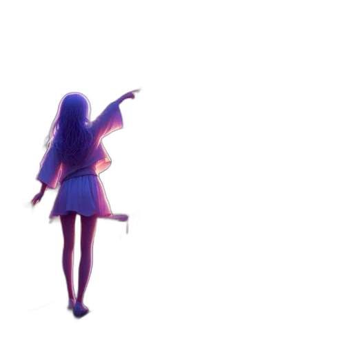 dress, umbrella, hair, creature, vaporwave, 3d render, concept art, anime transparent PNG cut-out