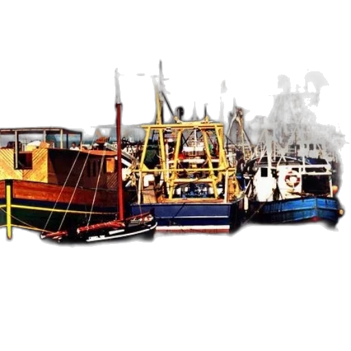 photorealistic, 3d render, oil painting, concept art, group, boats, docked, water transparent PNG cut-out