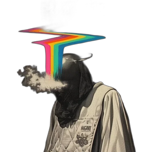 umbrella, hat, crown, staff, vaporwave, concept art, cyberpunk, fantasy art transparent PNG cut-out