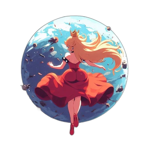dress, crown, umbrella, concept art, pixel art, fantasy art, anime, underwater transparent PNG cut-out