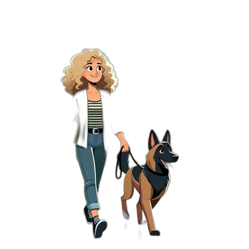 cartoon, concept art, pixel art, 3d render, woman, curly, blonde, ponytail transparent PNG cut-out