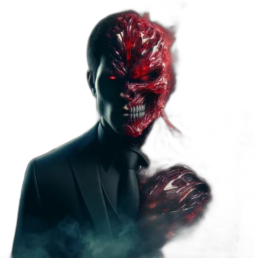 mask, face, creature, staff, concept art, comic book art, 3d render, photorealistic transparent PNG cut-out