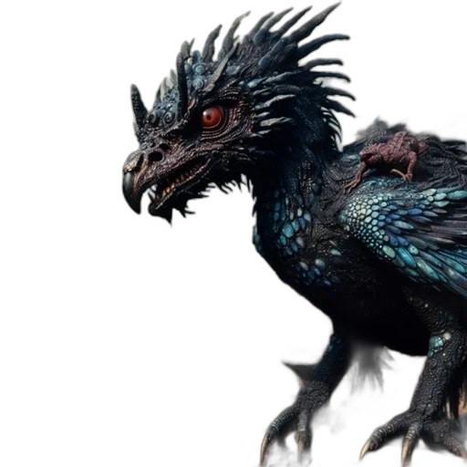 dragon, creature, animal, concept art, fantasy art, 3d render, photorealistic, dark transparent PNG cut-out