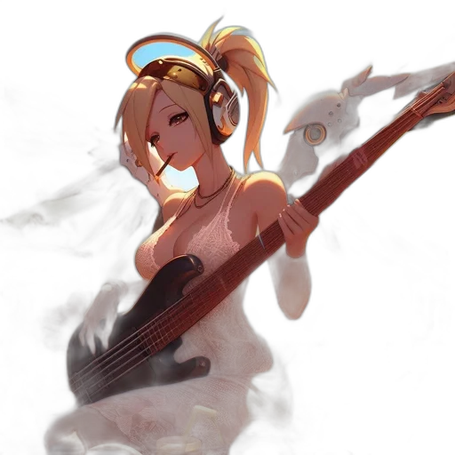 weapon, staff, dress, concept art, fantasy art, anime, watercolor, underwater transparent PNG cut-out
