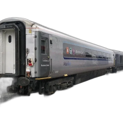 photorealistic, 3d render, concept art, silver, train, word, mainline, parked transparent PNG cut-out