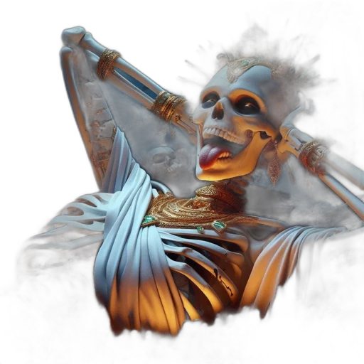 mask, creature, staff, weapon, concept art, fantasy art, 3d render, photorealistic transparent PNG cut-out