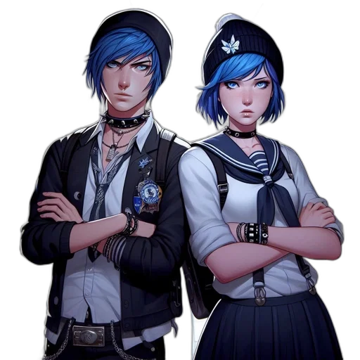 staff, concept art, anime, cyberpunk, fantasy art, blue, monochrome, dark transparent PNG cut-out