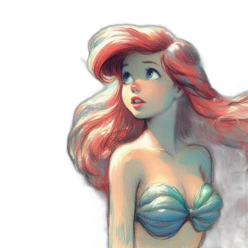 dress, watercolor, fantasy art, concept art, comic book art, underwater, pastel, red transparent PNG cut-out