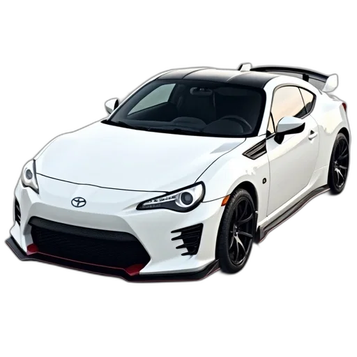 car, 3d render, photorealistic, white, black, roof, accents, front transparent PNG cut-out