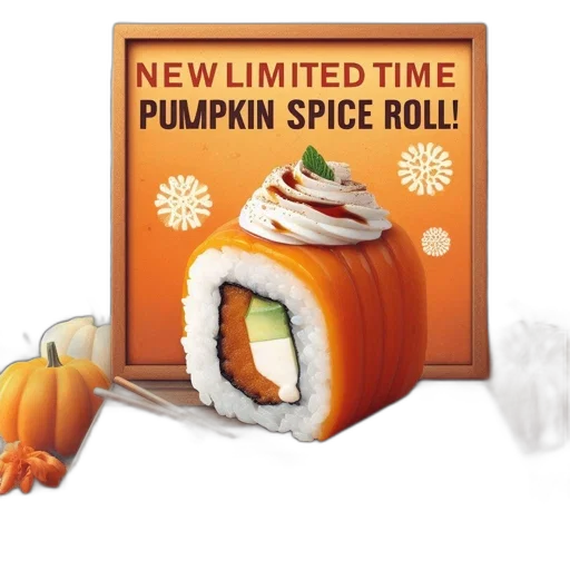 food, promotional, setup, pumpkin, spice, roll, displayed, featuring transparent PNG cut-out