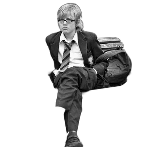 jacket, shoes, staff, photorealistic, cartoon, young, boy, school transparent PNG cut-out
