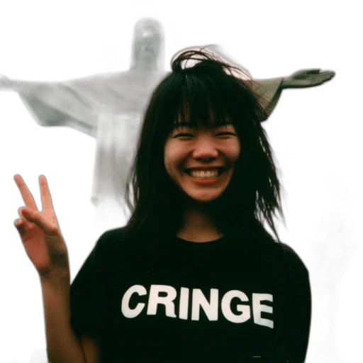 creature, face, staff, animal, young, woman, stands, before transparent PNG cut-out