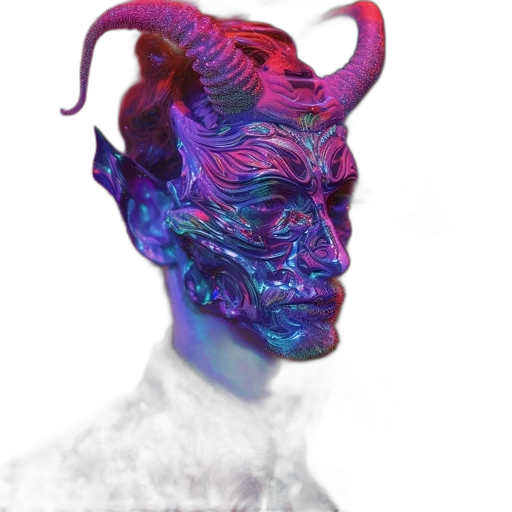 mask, face, creature, dragon, 3d render, concept art, fantasy art, vaporwave transparent PNG cut-out