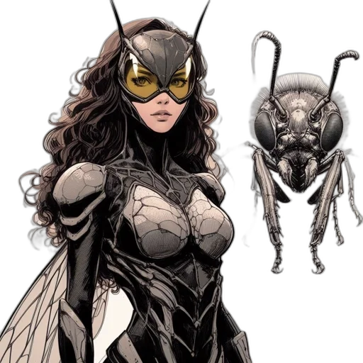 comic book art, concept art, two, distinct, figures, occupy, frame, female transparent PNG cut-out