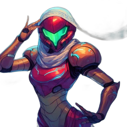 robot, concept art, cyberpunk, pixel art, vaporwave, outer space, red, colorful transparent PNG cut-out