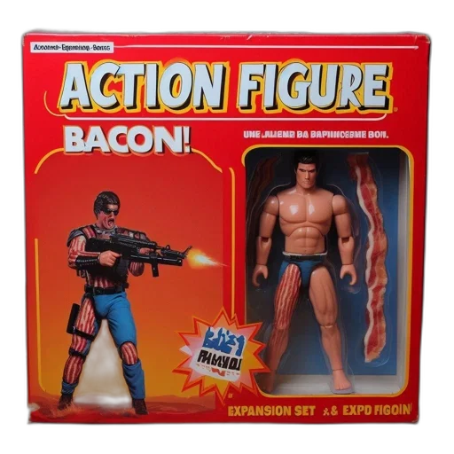 weapon, concept art, fire, action, figure, named, bacon, features transparent PNG cut-out