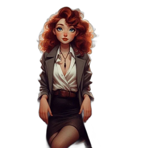 jacket, dress, staff, concept art, fantasy art, cartoon, comic book art, dark transparent PNG cut-out
