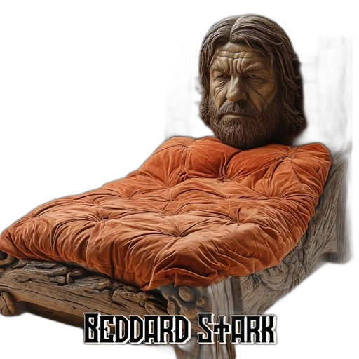 3d render, fantasy art, concept art, photorealistic, wooden, bed, carved, bearded transparent PNG cut-out