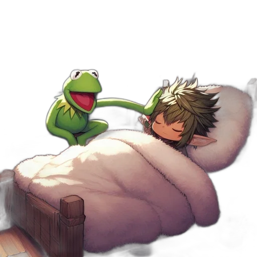 creature, concept art, pixel art, watercolor, snow, rustic, bedroom, sleeping transparent PNG cut-out