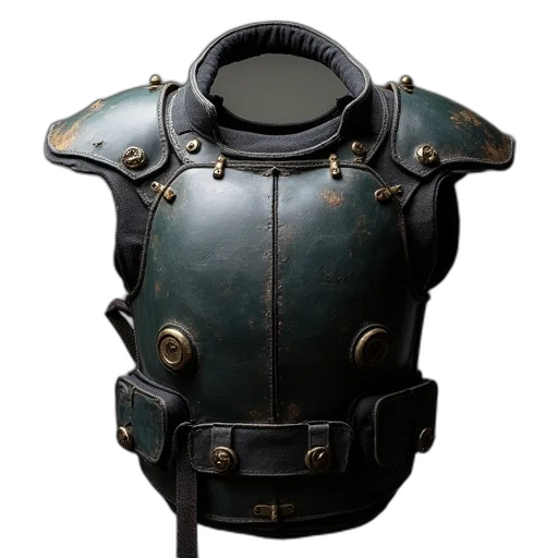 mask, jacket, weapon, robot, 3d render, concept art, cyberpunk, front transparent PNG cut-out