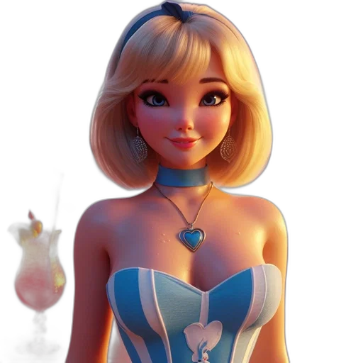 dress, jewelry, robot, 3d render, concept art, cartoon, photorealistic, blue transparent PNG cut-out
