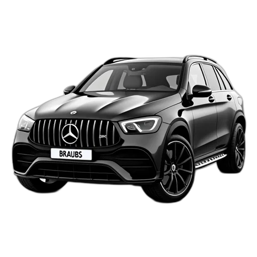car, photorealistic, 3d render, pencil sketch, cartoon, black, mercedes-benz, suv transparent PNG cut-out