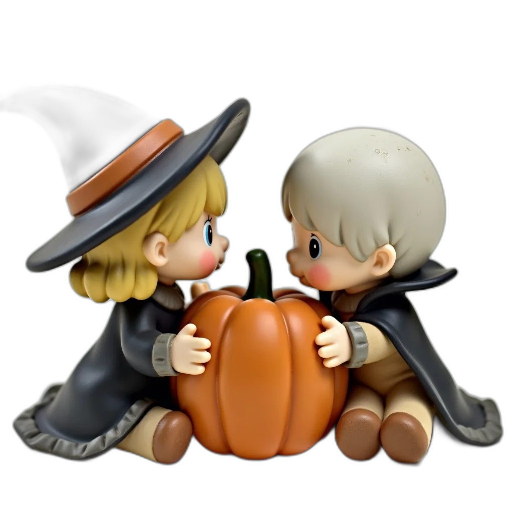 3d render, concept art, fantasy art, cartoon, whimsical, figurine, two, characters transparent PNG cut-out