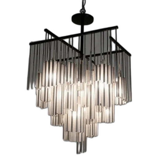 3d render, photorealistic, modern, metallic, chandelier, geometric, design, series transparent PNG cut-out