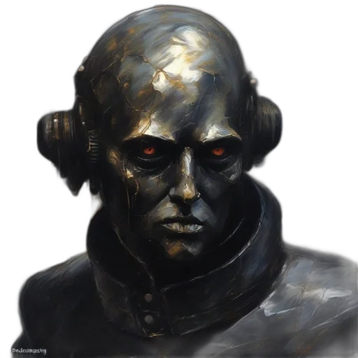 mask, face, robot, staff, concept art, photorealistic, fantasy art, 3d render transparent PNG cut-out