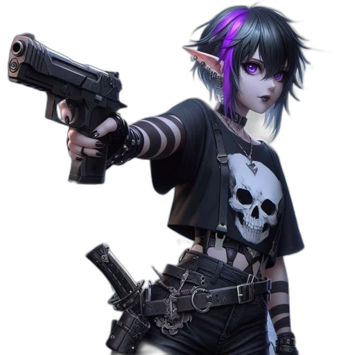 weapon, staff, concept art, cyberpunk, fantasy art, pixel art, dark, female transparent PNG cut-out