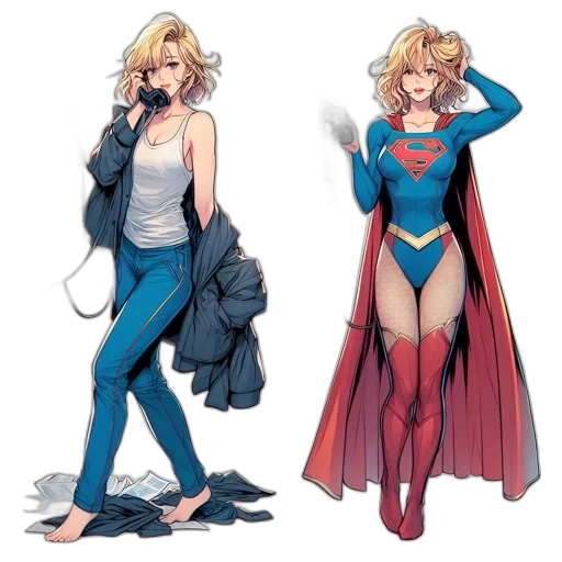 comic book art, concept art, cartoon, two, images, feature, woman, one transparent PNG cut-out