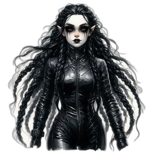 hair, creature, mask, dress, fantasy art, concept art, comic book art, pixel art transparent PNG cut-out