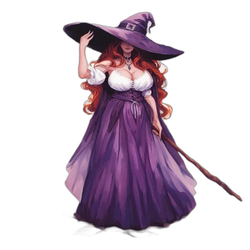 dress, staff, hat, concept art, fantasy art, 3d render, pixel art, illustration transparent PNG cut-out