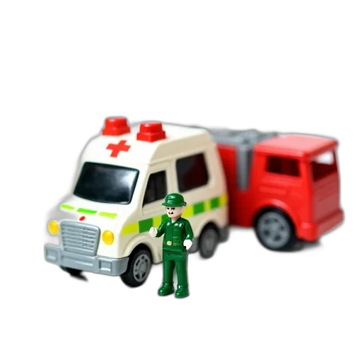 staff, car, 3d render, toy, ambulance, red, cross, roof transparent PNG cut-out