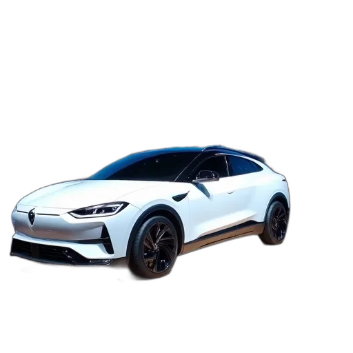 car, 3d render, concept art, photorealistic, white, logo, side, parked transparent PNG cut-out