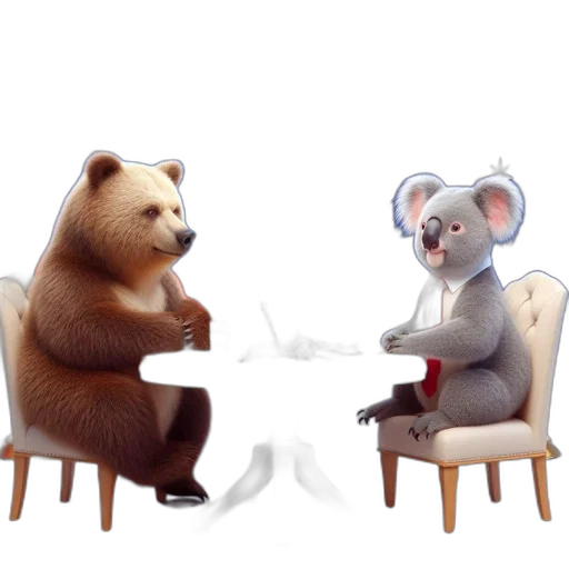 furniture, concept art, 3d render, cartoon, forest, fire, brown, bear transparent PNG cut-out