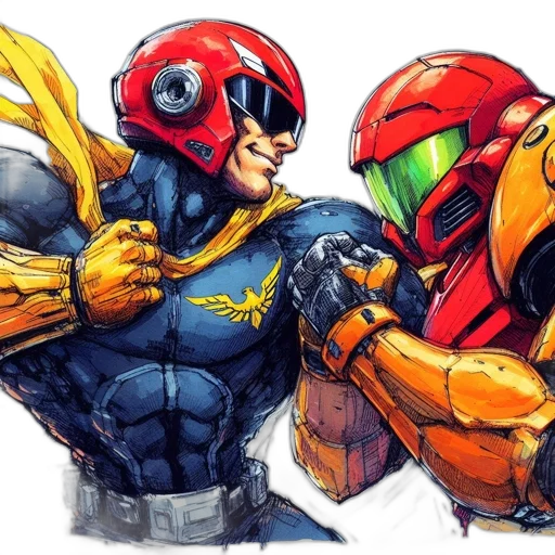 comic book art, concept art, watercolor, colorful, two, superhero, characters, face transparent PNG cut-out