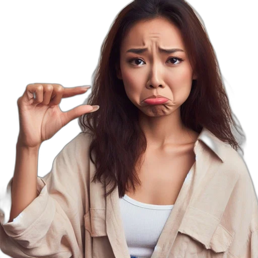 staff, hair, unhappy, woman, long, brown, beige, shirt transparent PNG cut-out