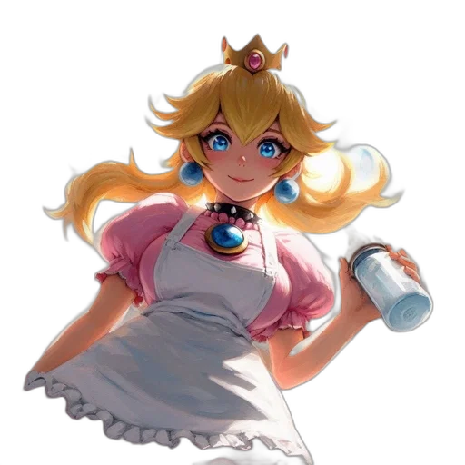 crown, dress, bottle, staff, concept art, pixel art, anime, 3d render transparent PNG cut-out