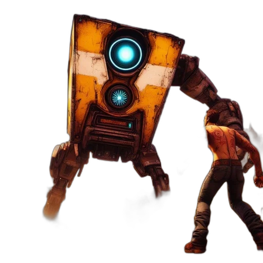 robot, weapon, concept art, 3d render, cyberpunk, fantasy art, barren, environment transparent PNG cut-out