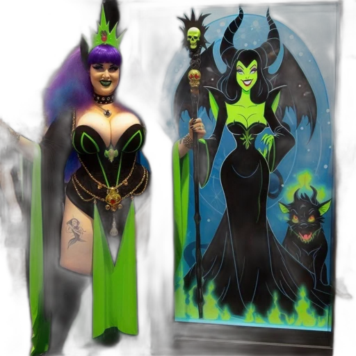 concept art, fantasy art, comic book art, 3d render, green, individual, dressed, maleficent transparent PNG cut-out