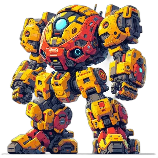 robot, weapon, concept art, pixel art, 3d render, fantasy art, anthropomorphic, mech transparent PNG cut-out