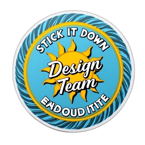 decorative, sticker, blue, yellow, color, scheme, featuring, stylized transparent PNG cut-out