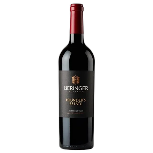 bottle, red, wine, black, label, featuring, text, beringer transparent PNG cut-out
